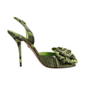 Dolce & Gabbana Green Python Leather Heels Sandals Shoes