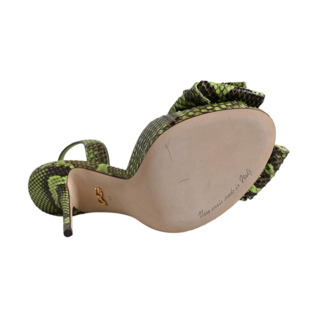 Dolce & Gabbana Green Python Leather Heels Sandals Shoes