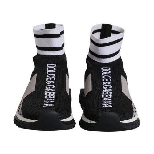 Dolce & Gabbana Black Gray Sorrento Socks Women Sneakers Shoes