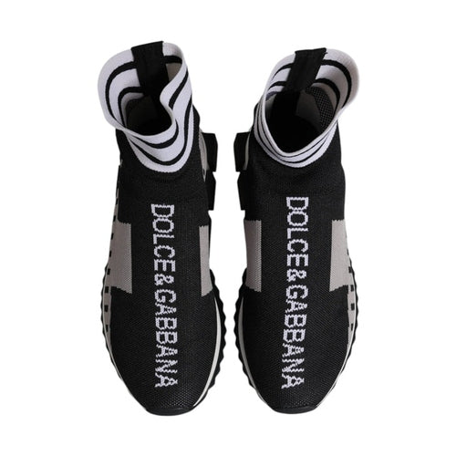 Dolce & Gabbana Black Gray Sorrento Socks Women Sneakers Shoes