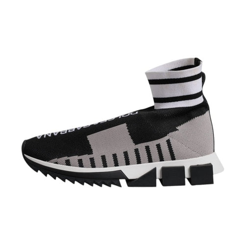 Dolce & Gabbana Black Gray Sorrento Socks Women Sneakers Shoes
