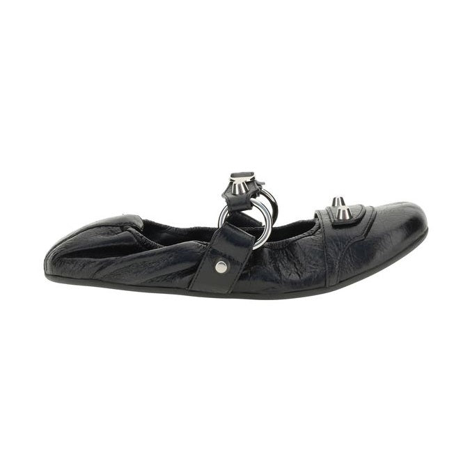 Balenciaga Black Calf Leather Bos Taurus Ballet Flats