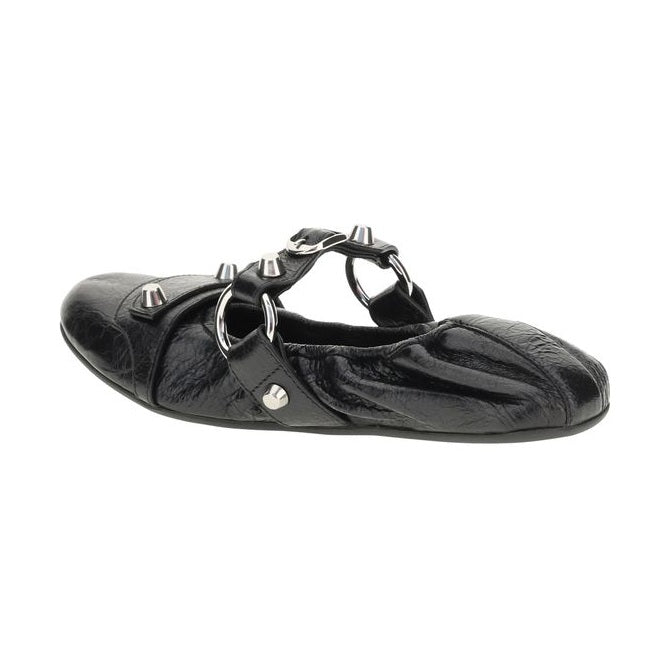 Balenciaga Black Calf Leather Bos Taurus Ballet Flats