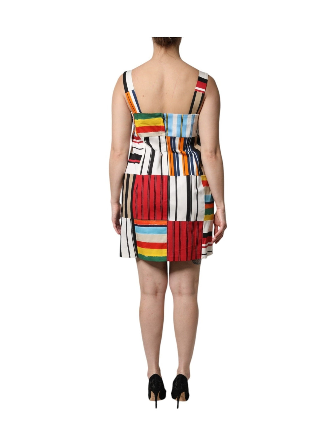 Dolce & Gabbana Multicolor Cotton Stripe Sleeveless Dress