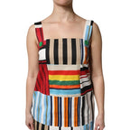 Dolce & Gabbana Multicolor Cotton Stripe Sleeveless Dress