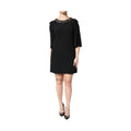 Black Crystal Embellished Round Neck Mini Dress