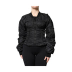 Dolce & Gabbana Black Nylon Full Zip Bustier Corset Jacket