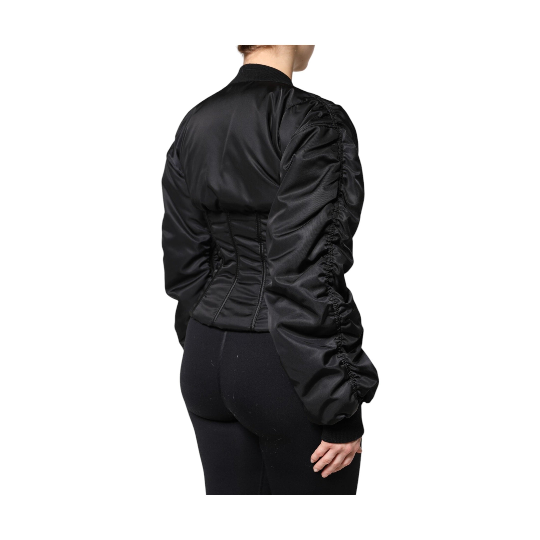 Dolce & Gabbana Black Nylon Full Zip Bustier Corset Jacket