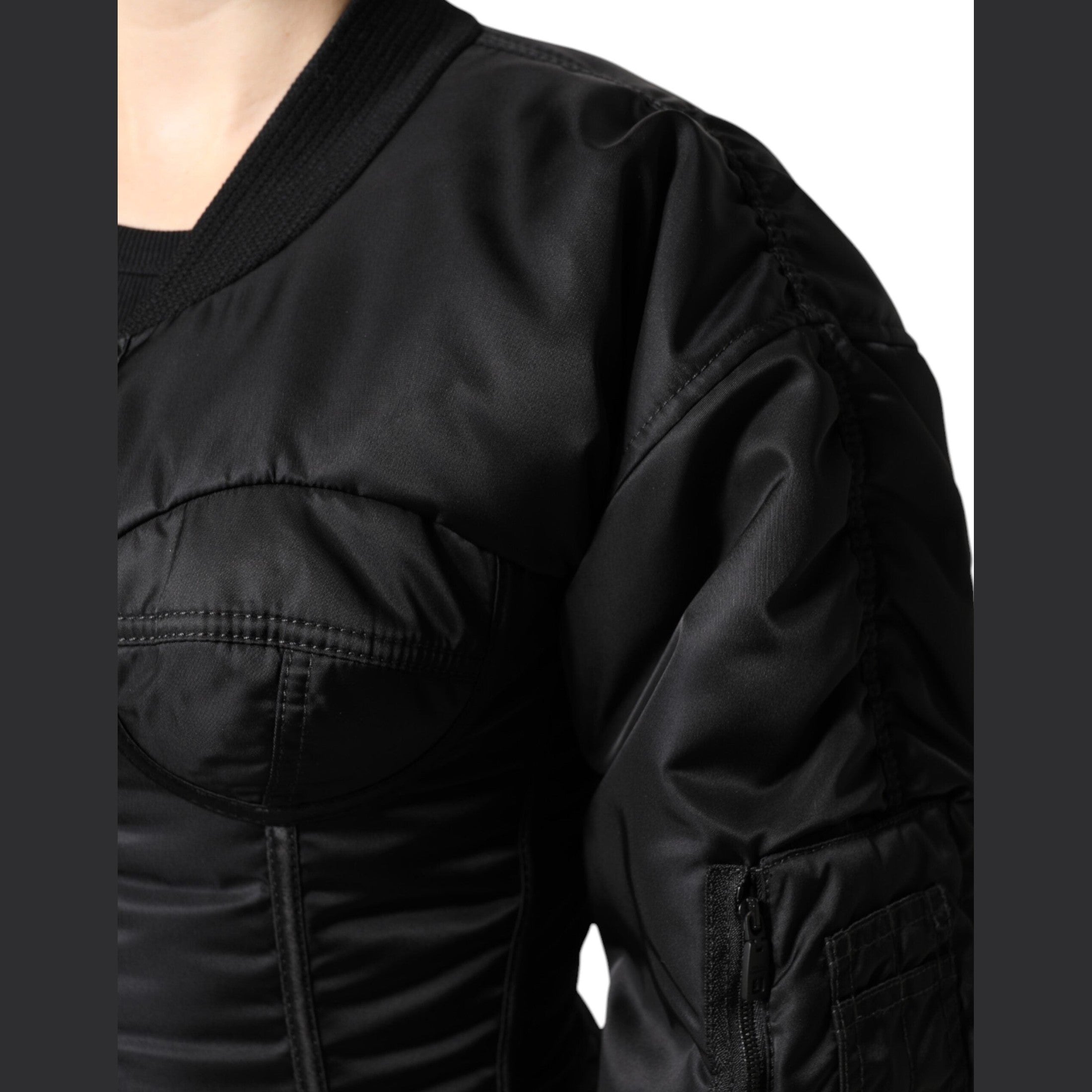 Dolce & Gabbana Black Nylon Full Zip Bustier Corset Jacket