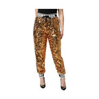 Dolce & Gabbana Metallic Gold DG Logo Sequined Jogger Pants