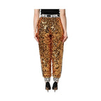 Dolce & Gabbana Metallic Gold DG Logo Sequined Jogger Pants