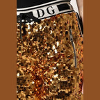 Dolce & Gabbana Metallic Gold DG Logo Sequined Jogger Pants