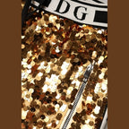 Dolce & Gabbana Metallic Gold DG Logo Sequined Jogger Pants