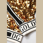 Dolce & Gabbana Metallic Gold DG Logo Sequined Jogger Pants