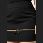 Dolce & Gabbana Black Virgin Wool High Waisted Mini Skirt