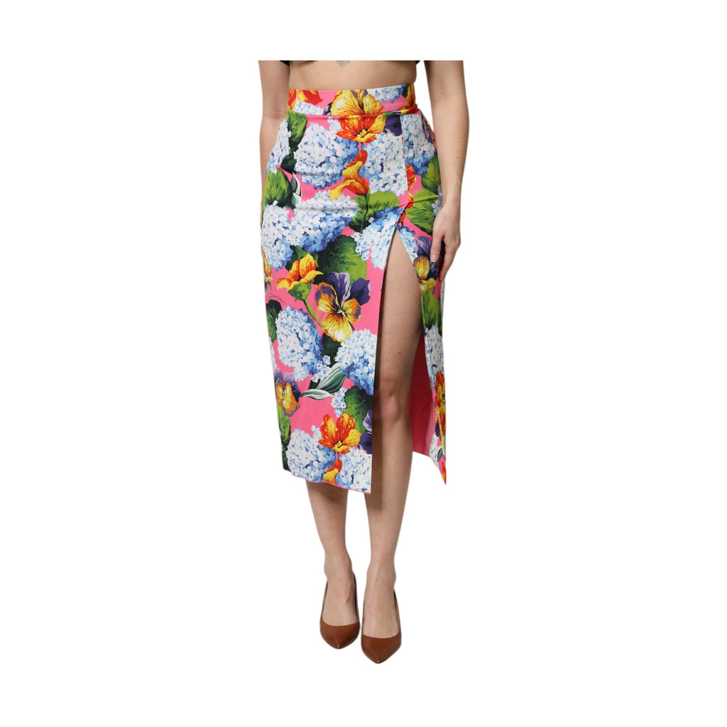 Dolce & Gabbana Multicolor Floral High Waist Midi Skirt