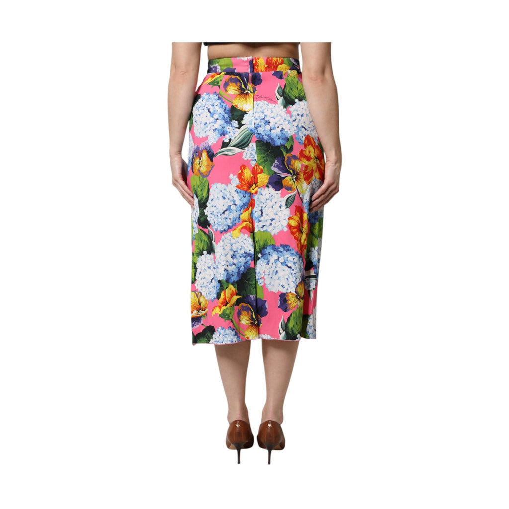 Dolce & Gabbana Multicolor Floral High Waist Midi Skirt