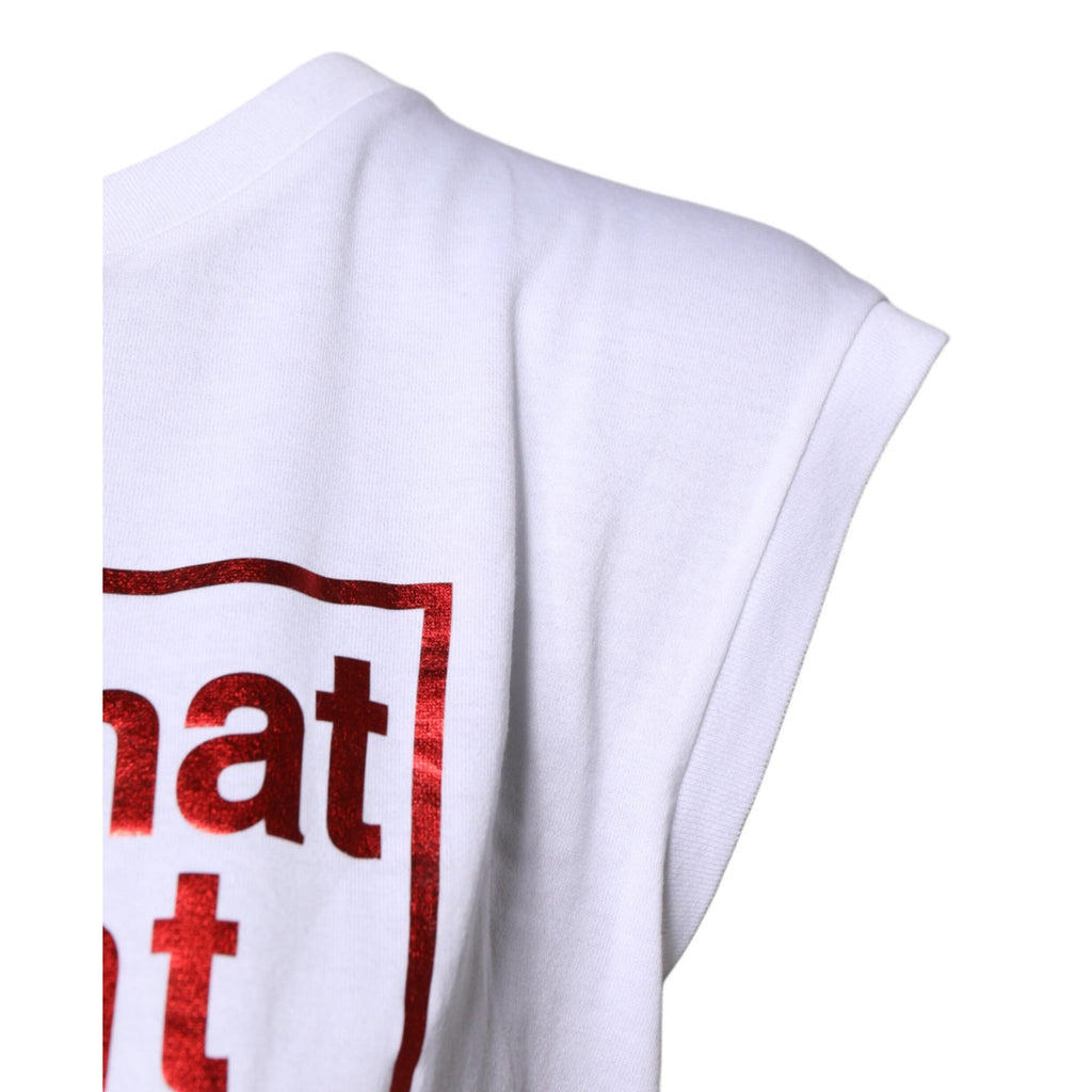 Dolce & Gabbana White Floral Graphic Print Sleeveless Tank Top