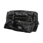 Dolce & Gabbana Black Gray Leopard DG Logo Belt Waist Fanny Pack Bag