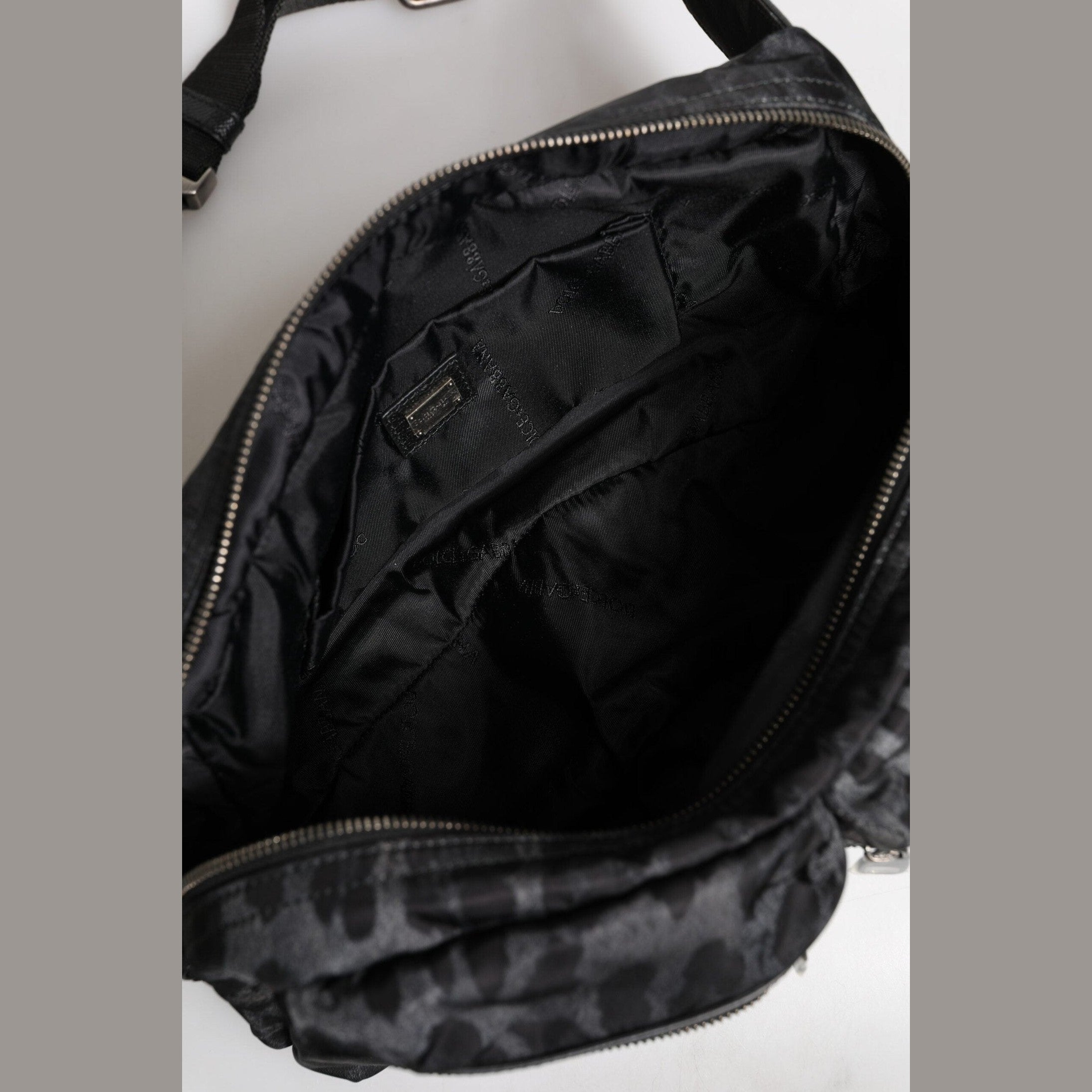 Dolce & Gabbana Black Gray Leopard DG Logo Belt Waist Fanny Pack Bag