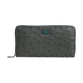 Green Ostrich Logo Plaque Zip Around Continental Wallet