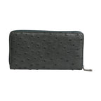 Dolce & Gabbana Green Ostrich Logo Plaque Zip Around Continental Wallet