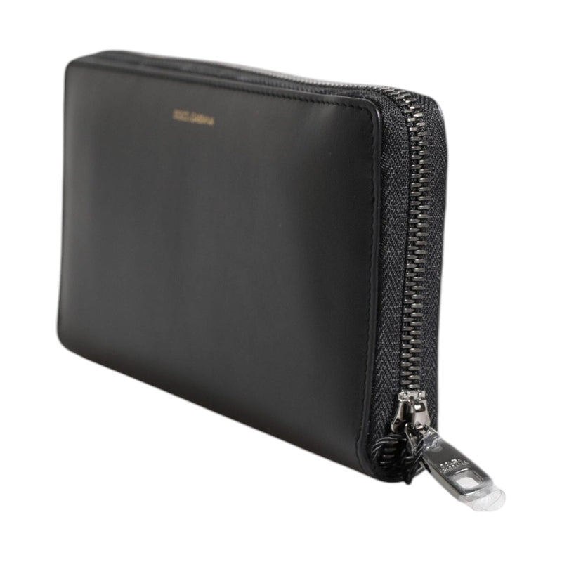 Dolce & Gabbana Black Blue Exotic Leather Embossed Continental Wallet