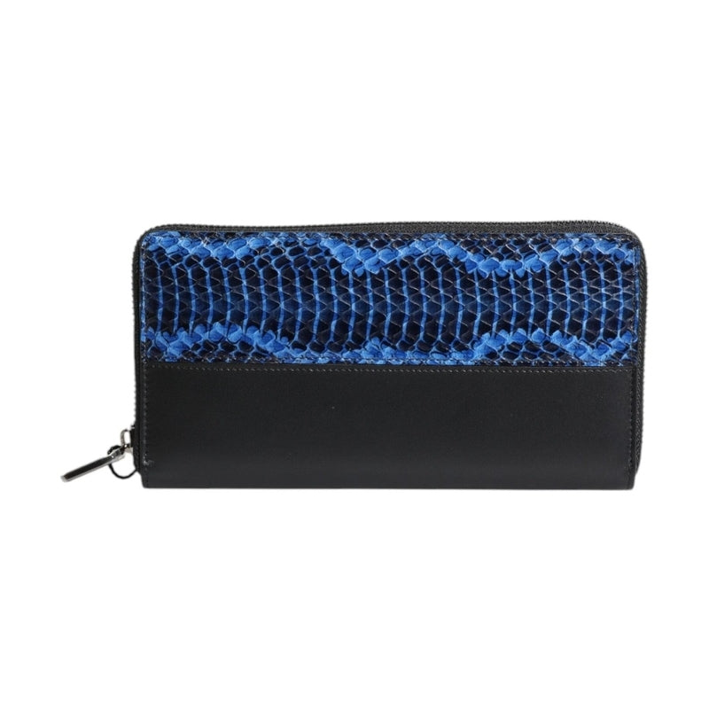 Dolce & Gabbana Black Blue Exotic Leather Embossed Continental Wallet