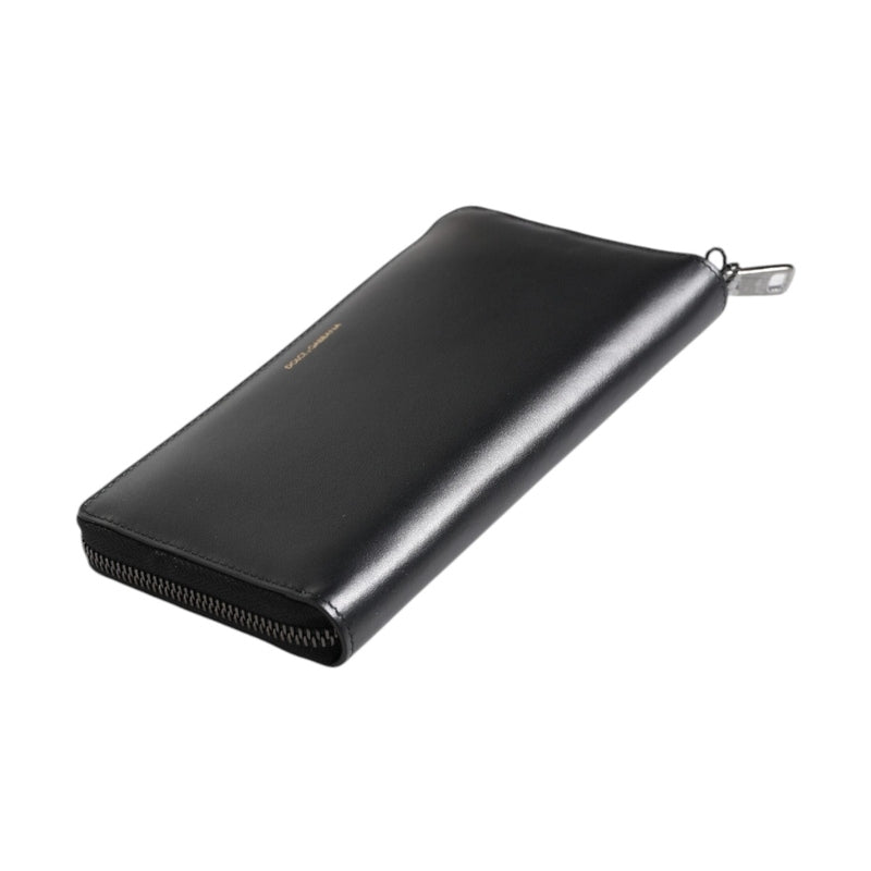 Dolce & Gabbana Black Blue Exotic Leather Embossed Continental Wallet