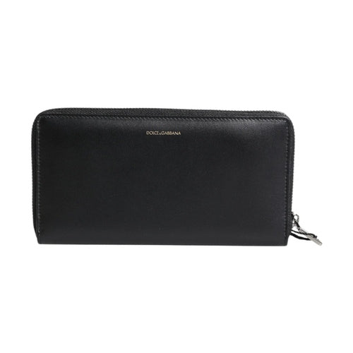 Dolce & Gabbana Black Blue Exotic Leather Embossed Continental Wallet