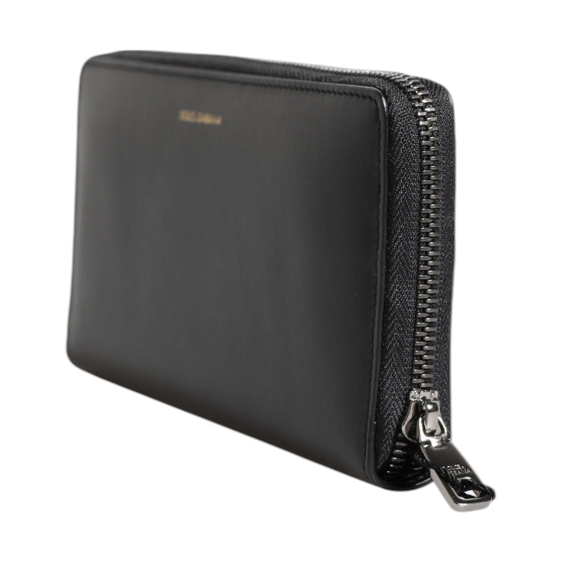 Dolce & Gabbana Black Blue Exotic Leather Embossed Continental Wallet