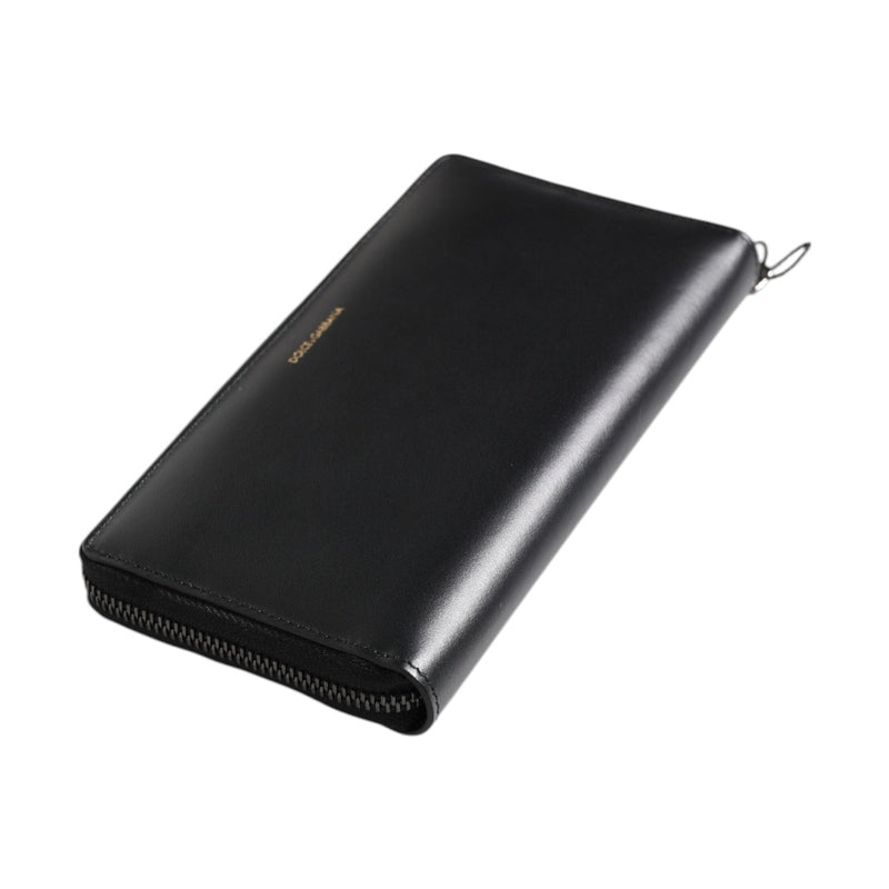 Dolce & Gabbana Black Blue Exotic Leather Embossed Continental Wallet