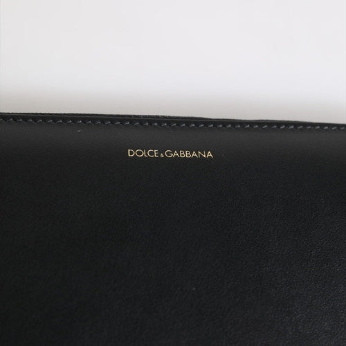 Dolce & Gabbana Black Blue Exotic Leather Embossed Continental Wallet