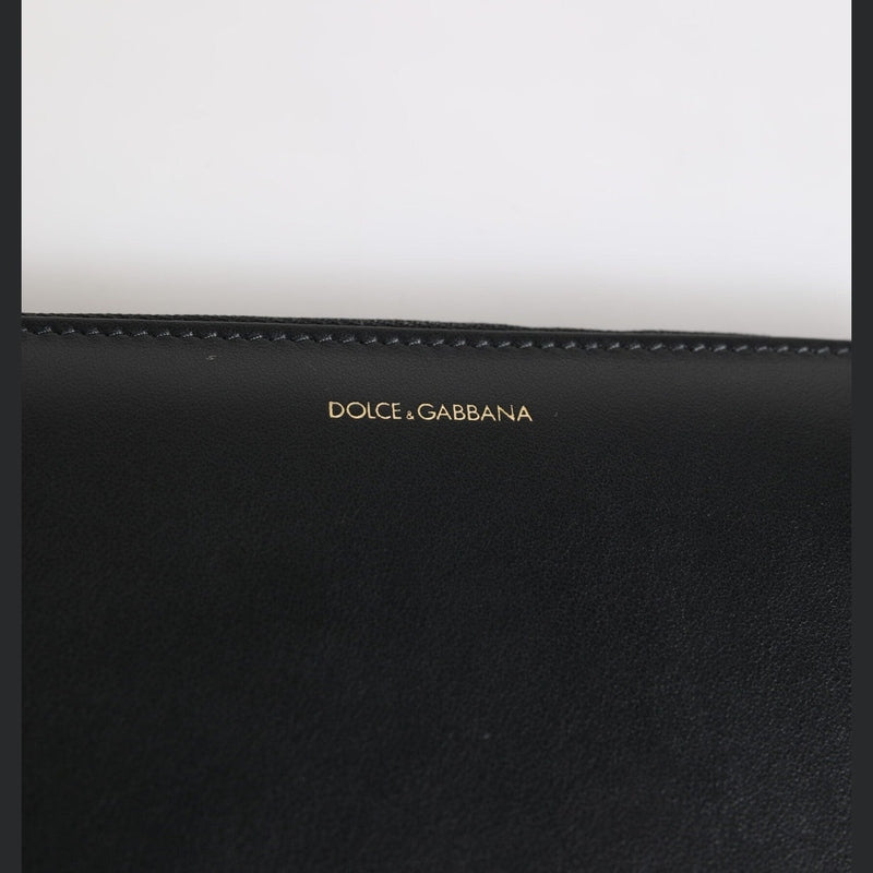 Dolce & Gabbana Black Blue Exotic Leather Embossed Continental Wallet