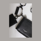 Dolce & Gabbana Black Leather Lanyard Zip Around Card Holder Wallet