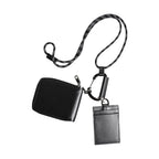 Dolce & Gabbana Black Leather Lanyard Zip Around Card Holder Wallet