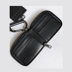 Dolce & Gabbana Black Leather Lanyard Zip Around Card Holder Wallet
