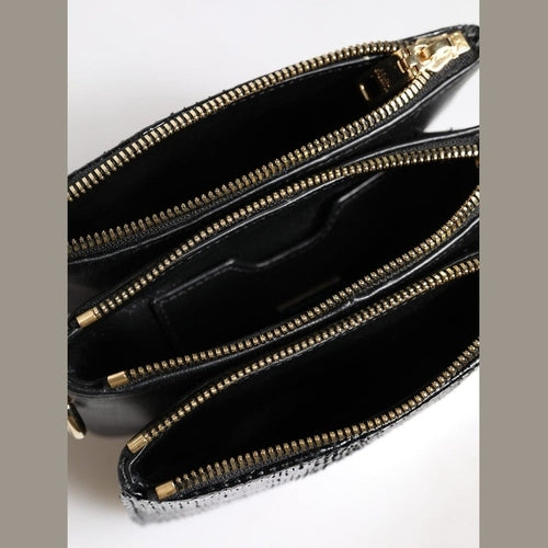 Dolce & Gabbana Black Exotic Leather Shoulder Sling Clutch Bag