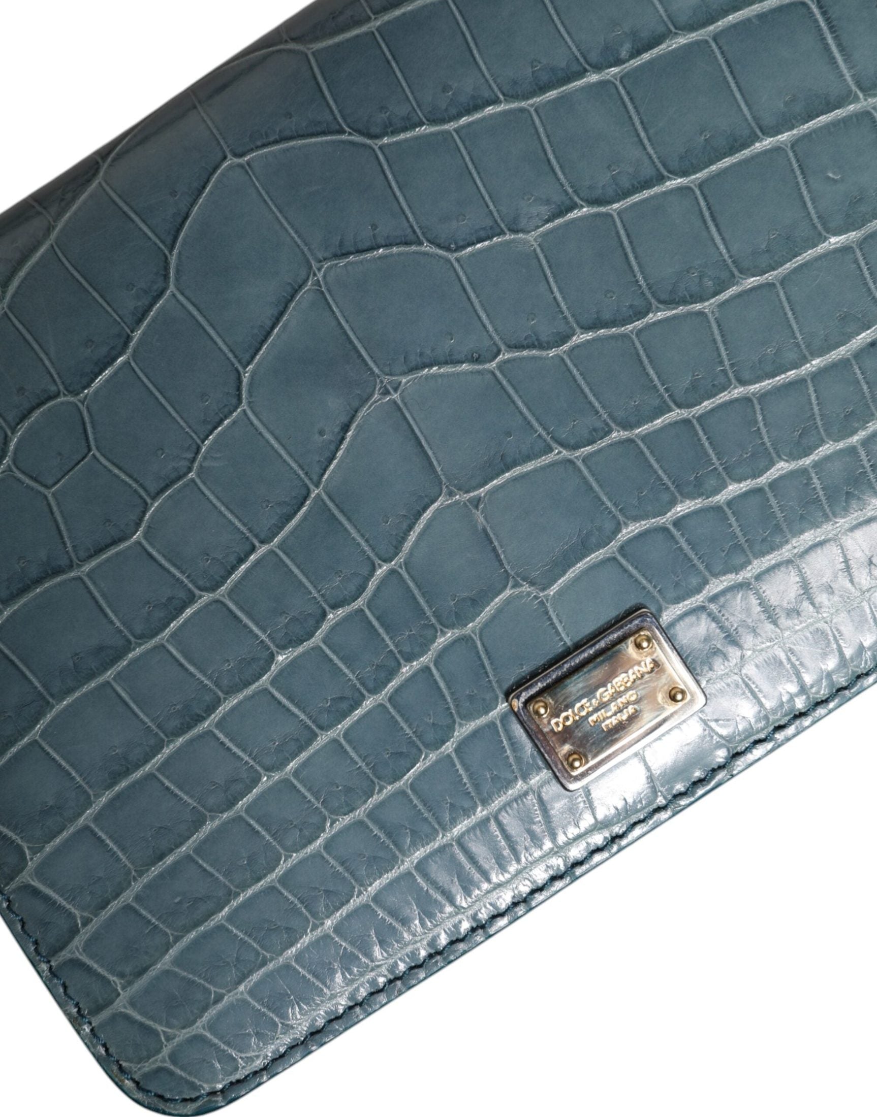 Dolce & Gabbana Green Exotic Leather DG Plaque Crossbody Mini Bag