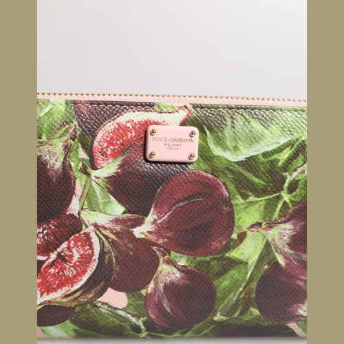 Dolce & Gabbana Multicolor Fig Fruit Dauphine Leather Zip Around Continental Wallet