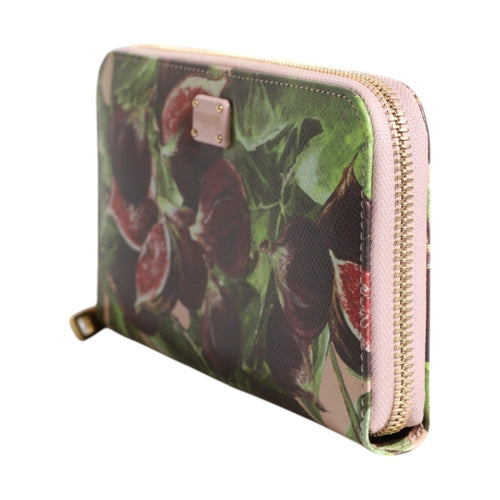 Dolce & Gabbana Multicolor Fig Fruit Dauphine Leather Zip Around Continental Wallet