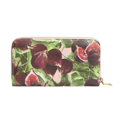Dolce & Gabbana Multicolor Fig Fruit Dauphine Leather Zip Around Continental Wallet