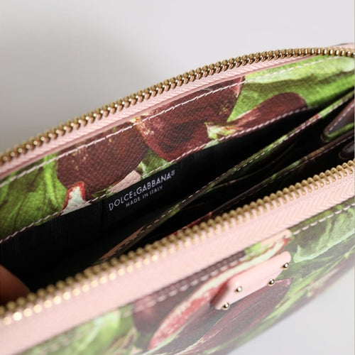 Dolce & Gabbana Multicolor Fig Fruit Dauphine Leather Zip Around Continental Wallet