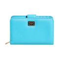 Light Blue Leather Bifold Continental Clutch Wallet