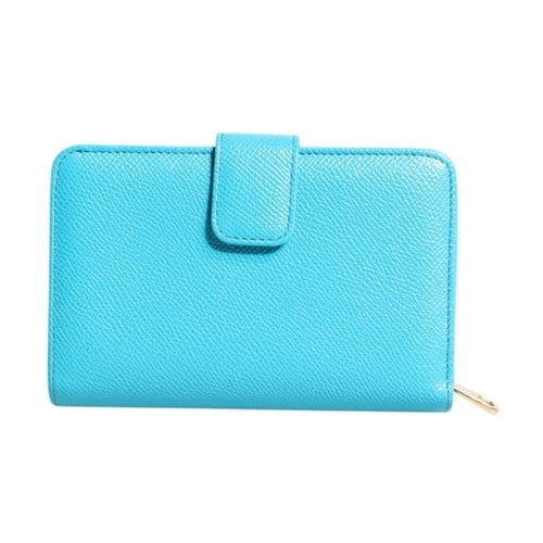 Dolce & Gabbana Light Blue Leather Bifold Continental Clutch Wallet