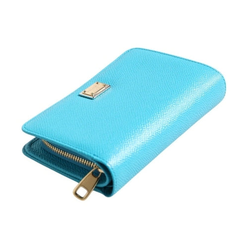 Dolce & Gabbana Light Blue Leather Bifold Continental Clutch Wallet
