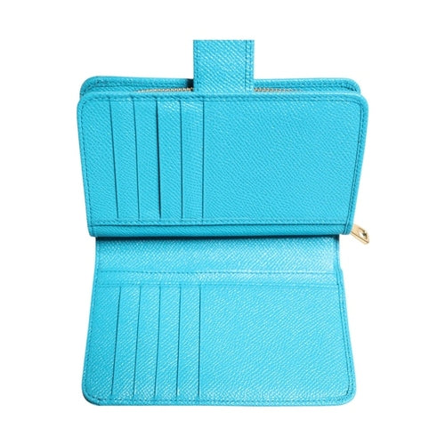 Dolce & Gabbana Light Blue Leather Bifold Continental Clutch Wallet