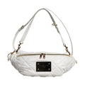 Dolce & Gabbana White Quilted Logo Plaque Belt Waist Fanny Pack Bag