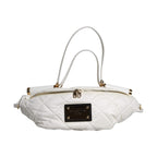Dolce & Gabbana White Quilted Logo Plaque Belt Waist Fanny Pack Bag
