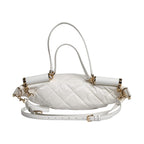 Dolce & Gabbana White Quilted Logo Plaque Belt Waist Fanny Pack Bag